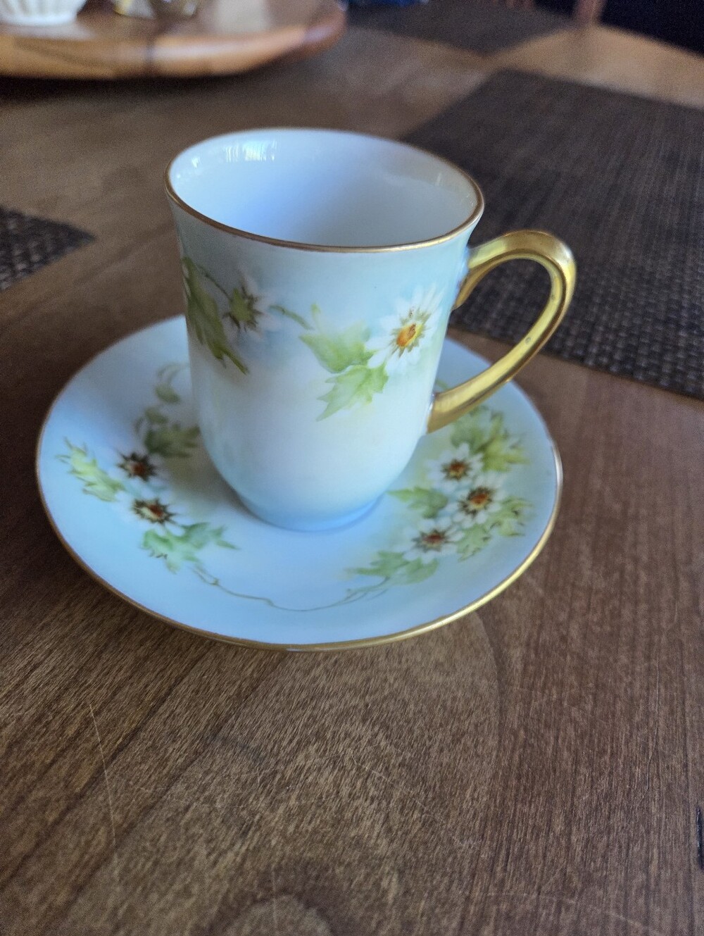 Beautiful Hand-Painted Porcelain Demitasse Cup & Saucer